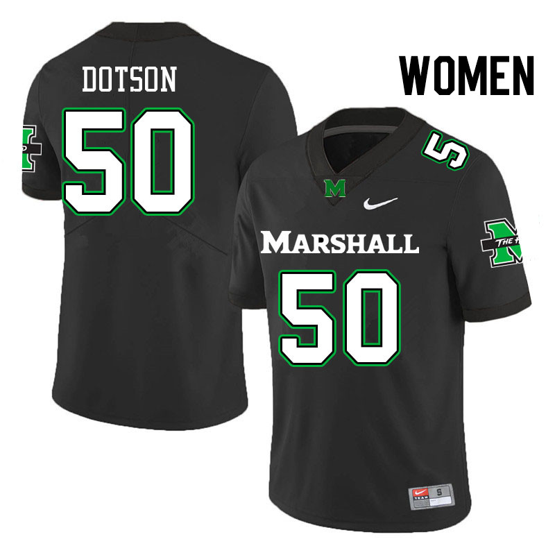 Women #50 Caden Dotson Marshall Thundering Herd College Football Jerseys Stitched Sale-Black - Click Image to Close
